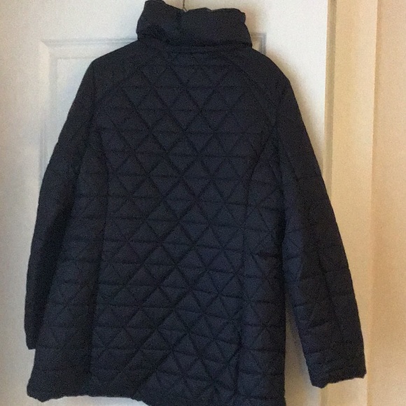 Navy Blue Quilted Long Jacket - Picture 2 of 2